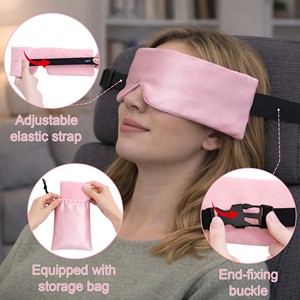 Masque de sommeil lesté en flanelle tricotée douce 100% occultant la lumière avec sangle élastique réglable et logo - Product Image 3