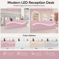 Comptoir de réception moderne en MDF cannelé avec LED, taille et couleur personnalisables, pour salon de coiffure et institut de beauté