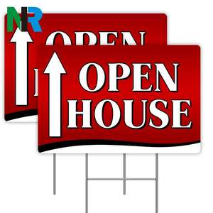 Impresión de doble cara OPEN HOUSE Real Estate Publicidad Signs Yard Signs con H Metal Satke - Product Image 1