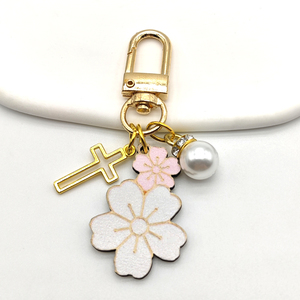 Customizable Eco-Friendly Portable Camellia Digital Photo Printed Wood Keychain Fresh Instagram Style Unique Gifts Souvenirs