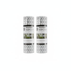 Ripiano frigo collezione fodera Non adesivo, tagliato per adattarsi, lavabile in lavatrice, 12x120 ", spina di pesce grigia, 2 pezzi | Importazioni di Design - Product Image 1