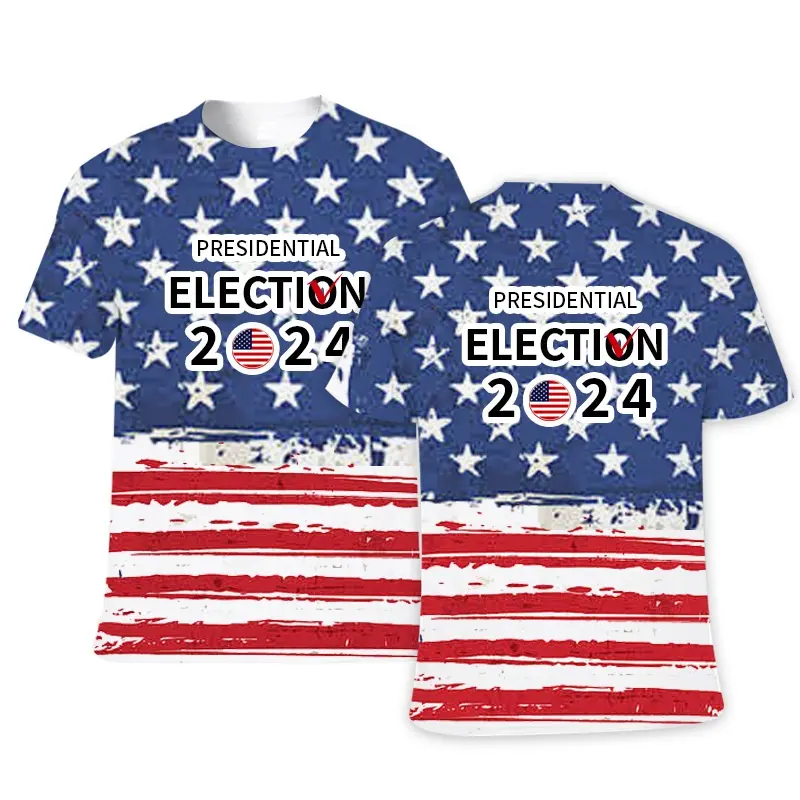 Camiseta eleitoral de sublimação para campanha eleitoral americana de 2024, itens promocionais por atacado
