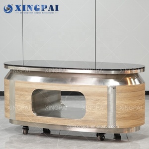 Table de buffet mobile personnalisée en acier inoxydable avec plateau en marbre, XINGPAI Dubaï / Hôtel arabe, banquet, restauration - Product Image 3