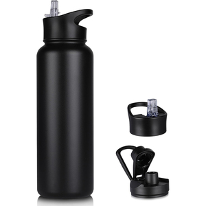 Metal Wide Mouth Water <b>Bottle</b> Insulated Double Wall Stainless <b>Steel</b> Sport Water <b>Bottle</b> With New Lid - Product Image 1