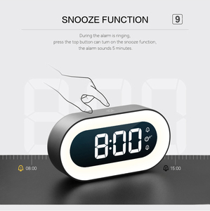 Reloj Despertador Inteligente LED de Mesa, Recargable, con Luz Nocturna, Movimiento Electrónico, Función de Snooze, Música, Control Táctil, para el Hogar y Exteriores - Product Image 3