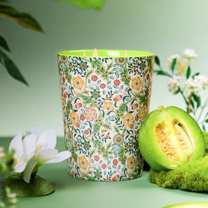 Vente en gros décoration intérieure personnalisée cire de soja de luxe 3 mèches de bougie parfumée parfum arôme céramique décalcomanie impression pot bougies cadeau - Product Image 4