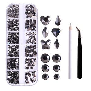 3D Glass Nail Rhinestones Mixed Size Color AB Crystal DIY Manicure Decoration <b>Kit</b> 12 Grid Box Salon Home Nail Art <b>Tool</b> - Product Image 6
