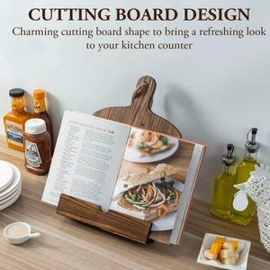 Thực tế mộc mạc nhà bếp bằng gỗ Countertop công thức giữ Cuốn sách với 3 lớp tre Cookbook đứng và hộp thẻ - Product Image 2