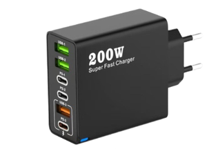 Cargador de pared de 6 puertos de carga súper rápida de 200W, enchufe de bloque 3PD tipo C PD, cargadores de teléfono móvil para iPhone 16 15 Pro Max - Product Image 3