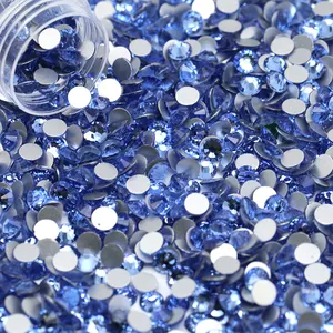 Lt. Nail Art-diamantes de imitación para Sapphire, gemas de cristal Strass de Color plata, con parte trasera plana, no se puede fijar en caliente
