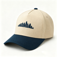 Casquettes de baseball unisexes décontractées pour le sport et les activités de plein air, à visière incurvée, réglables, bicolores beige et marine, avec impression personnalisée OEM ODM
