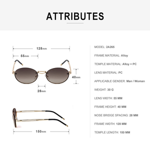 Gafas de sol sin marco redondas de diseño clásico de moda de alta calidad UV400 gafas de sol modelo de viaje al aire libre - Product Image 2