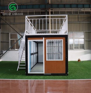 Casa contenedor plegable con barandillas de escaleras, casa prefabricada móvil, edificio Modular portátil, cabina de búnker al aire libre a la venta - Product Image 1