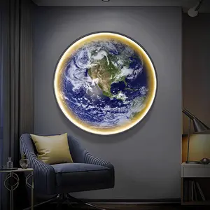 60Cm Moderne Nordic Stijl Ronde Led Maanlamp Decoratief Wandlicht Met 12 Kristallen Modus Voor Woonkamer Slaapkamer