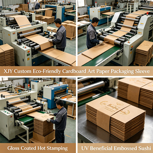 Manchons d'emballage en carton écologique personnalisés XJY, papier artistique, revêtement brillant, estampage à <span class=keywords><strong>chaud</strong></span>, bandeaux UV, gaufrage, <span class=keywords><strong>sushi</strong></span> - Product Image 5