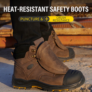 DSF53 Brown Leather Waterproof <b>Work</b> Boots Outdoor Hiking Ankle Support <b>Men</b> Safety <b>Shoes</b> <b>work</b> <b>shoes</b> - Product Image 3