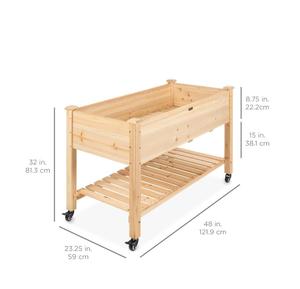 Support de rangement mobile fonctionnel pour lit de jardin surélevé en bois rectangulaire personnalisé <span class=keywords><strong>avec</strong></span> roues pour extérieur - Product Image 2