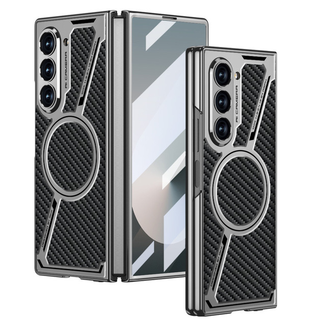 Aluminum Alloy Leather Metal Protection Tempered Film Clear Full Protection Phone case for Samsung Z Fold 7 5 4 3