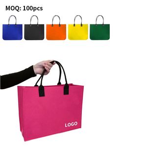 Promotion <b>Pink</b> Stylish Fashionable Portable Pu Handles Felt Two Sizes Tote Bag for Women - Product Image 4