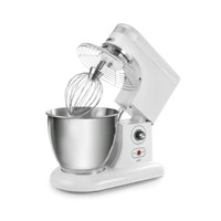 Batteur sur socle électrique professionnel avec boîtier en plastique, fouet et fouet à spirale, design à tête inclinable pour la pâtisserie et le mélange