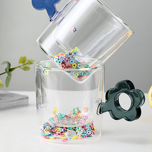 ミルクカップフラワーハンドル付き透明コーヒー二層ガラス - Product Image 6