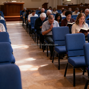 Sillas de iglesia apilables de metal resistente al por mayor, económicas, con reposabrazos. - Product Image 2