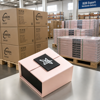 Boîte cadeau double porte Leabon rose à clapet avec intérieur noir pour emballage cosmétique et bijoux – Vente en gros usine
