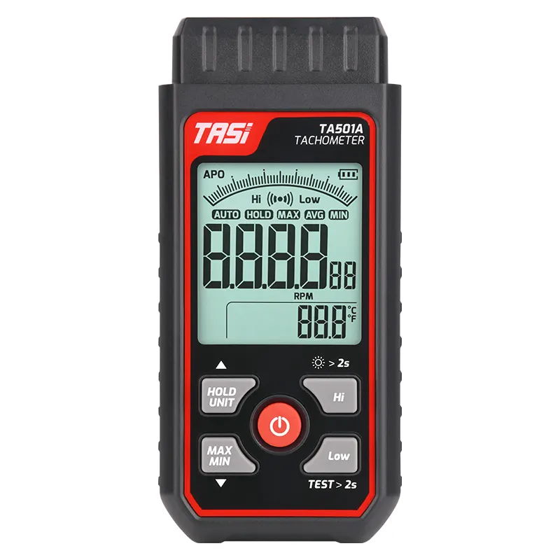 مقياس سرعة TASI TA501A محمول باليد دون لمس 2.5-99,999 دورة في الدقيقة مقياس سرعة رقمي