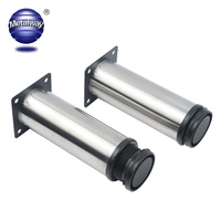 Pieds de meuble réglables en acier inoxydable Canapés en métal Pieds d'armoire Chrome Brosse Nickel Pieds de lit