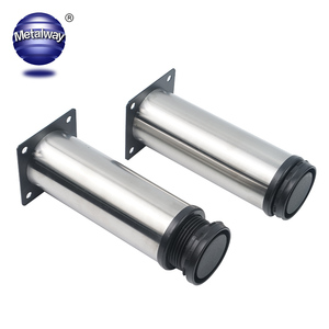 Thép không gỉ chân đồ nội thất có thể điều chỉnh kim loại ghế sofa chân tủ Chrome bàn chải Nickel Chân giường - Product Image 2