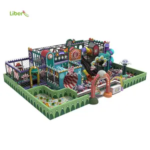 Забавная лесная тематическая пластиковая крытая игровая площадка детский Крытый домик горка с большим бассейном для продажи