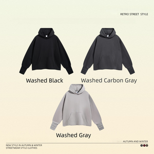 Automne hiver marque à la mode éponge en détresse ourlet roulé à capuche XL hommes <span class=keywords><strong>sweat</strong></span> Ins Style avec <span class=keywords><strong>gant</strong></span> manches côtelées - Product Image 5