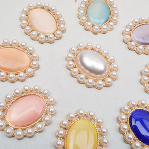 Grosir Batu Opal Mutiara Oval <span class=keywords><strong>2.3</strong></span>*2.8cm dengan Alas Logam, Rhinestone Datar untuk Dijahit pada Jepit Rambut - Product Image 3