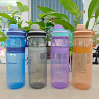 Bouteille d'eau sport en plastique transparent à large ouverture de 750 ml, sans BPA, qualité alimentaire, couleurs et motifs personnalisés disponibles