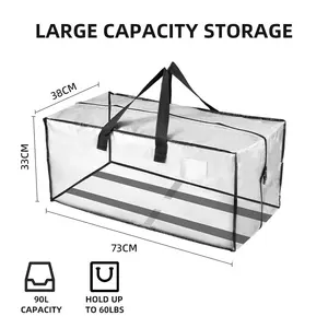 TAILI Extra Large Transparent Moisture-proof PP Woven Storage Moving Bag With Wrap Around Handle And Zipper Storage Bag