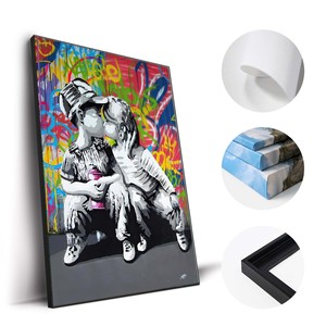 Tranh In Hình Cậu Bé Và Cô Gái Nghệ Thuật Graffiti Đường Phố Tranh Sơn Dầu Trừu Tượng Trang Trí Nghệ Thuật Treo Tường Tùy Chỉnh In Theo Yêu Cầu - Product Image 1