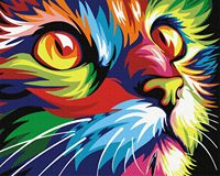 Kit de peinture par numéros SONGWOO ART Chat coloré pour enfants et adultes débutants, peinture sur toile par numéros