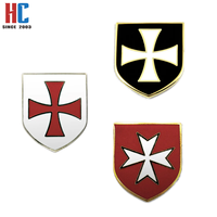 20 ans d'expérience : Écusson maçonnique moderne personnalisé en métal émaillé plaqué or, 3D, Chevaliers Templiers, Croix Rouge, Bouclier Blanc