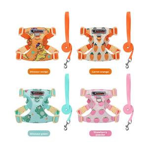 Primavera y verano nuevo de moda pequeño perro gato mascota cuerda de tracción cómodo transpirable lindo impreso Nylon conjunto de arnés de pecho - Product Image 5
