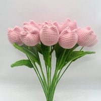 Grosir Bunga Tulip Rajutan Benang Katun Buatan Tangan Kreatif, Bunga Tiruan Rajut, Cocok untuk Hari Valentine dan Paskah