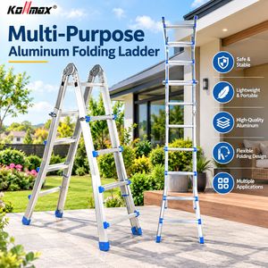 Échelle pliante multifonction en aluminium - Portable pour usage domestique et extérieur, modèle en A, extensible pour la construction - Product Image 1