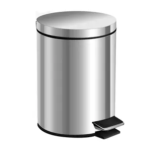 Trash Can with Lid for Bathroom,Bedroom,Office,Garbage can with Foot Pedal, Anti-Fingerprint Brushed Stainless Steel Garbage Can