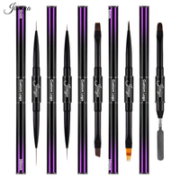 Lot de 5 pinceaux professionnels pour nail art à tête plate ovale avec manche métallique violet dégradé et stylo racloir ombré double tête