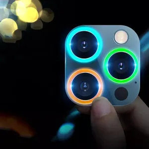 发光相机镜头屏幕保护器适用于iPhone 14相机环形薄膜适用于iPhone 14 Pro Max荧光钢化玻璃