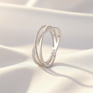 Adodo Schmuck Mode 925 Sterling Silber Mikro-Einsatz 1MM VVS GRA Moissanit Kreuz-Design Feine Funkelnde Fingerringe für Damen - Product Image 4