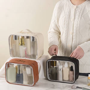 กระเป๋าเครื่องสำอางเดินทางกันน้ำพกพาได้ใสมีซิป - Product Image 3