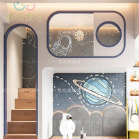 Lit suspendu pour enfants, design minimaliste sur le thème de l'espace, lit superposé à deux couchages, chambre des jeux, lit ciel étoilé, maison dans les arbres