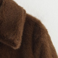 Manteau court en fausse fourrure Boying pour femme, col à revers, coupe ample, simple boutonnage, écologique, teint uni, tissé, décontracté, hiver, OEM ODM