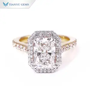 TIANYU GEMS Custom Fine Jewelry 2ct 3ct Radiant Brilliant Real CVD Lab Grown Natural Diamond Gold Engagement Ring For Women