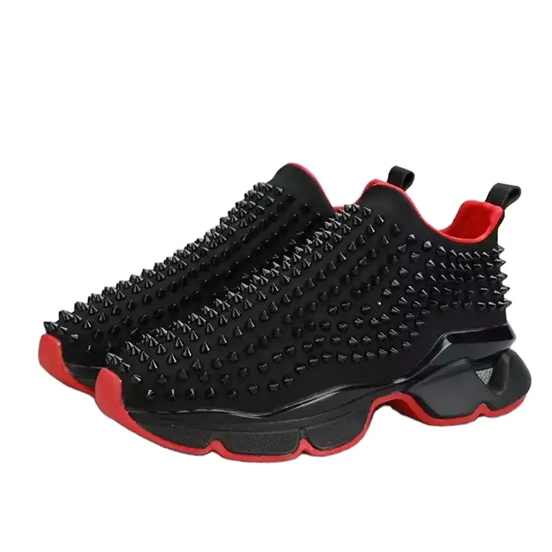 Rivets Platform Sneakers Men's Women Spikes Flat Unisex Shoes Slip On Big Size Casual Sneakers Red Sole Brand Designer Shoes
